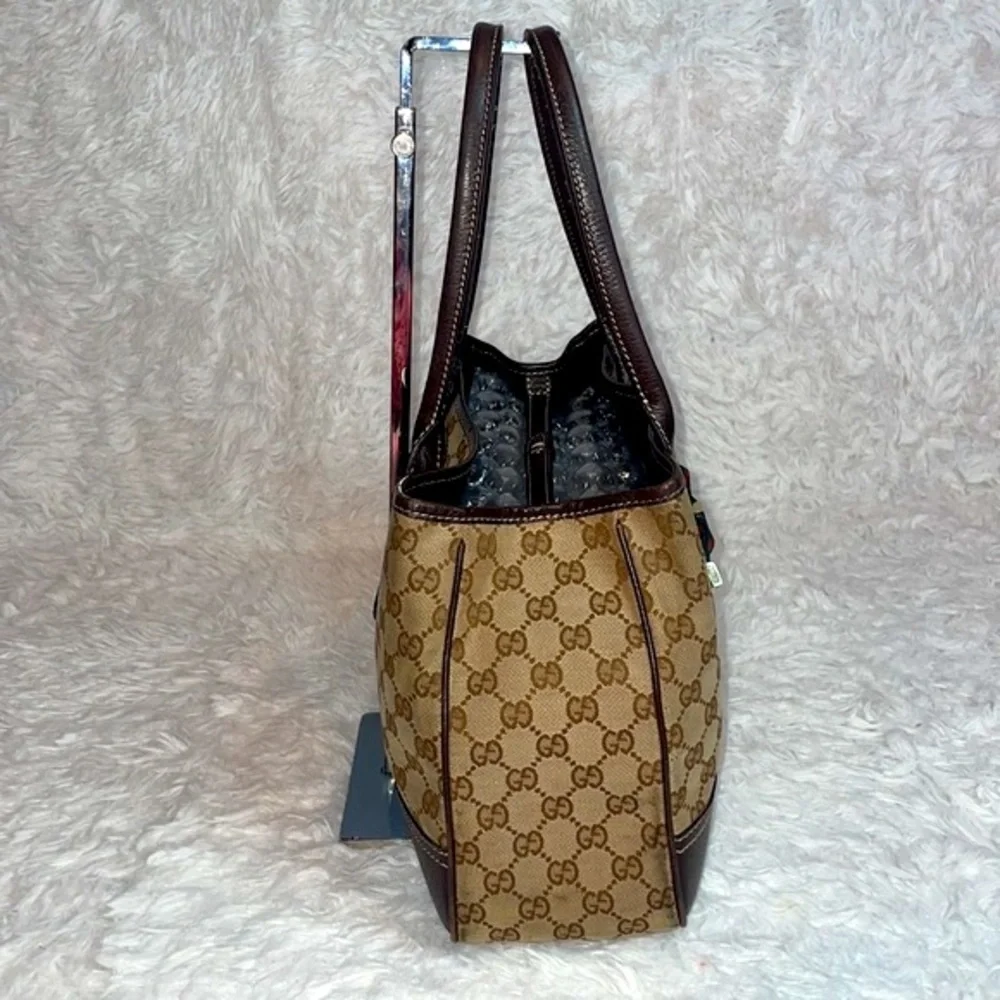 Gucci Princy Canvas & Leather Guccissima Monogram Medium Shoulder Tote Bag Brown - Picture 9 of 17